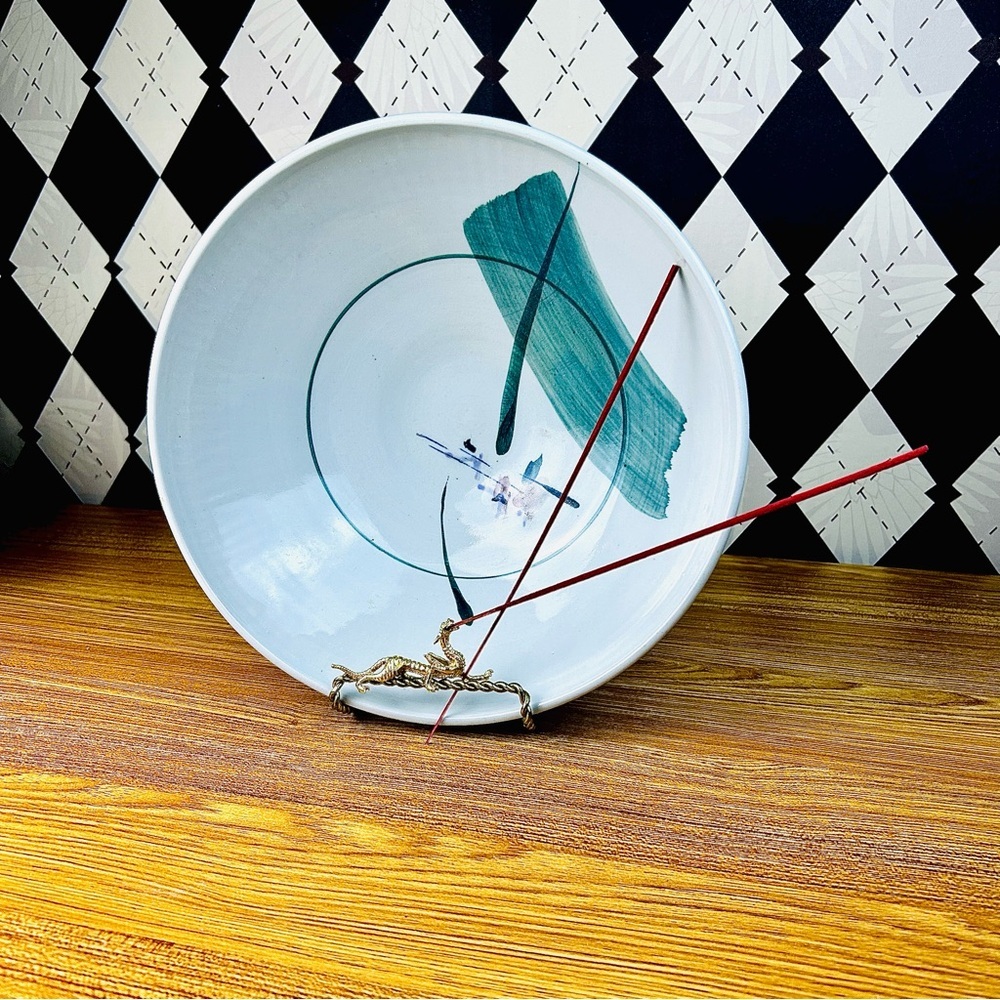 Japanese Bowl Hand-Painted Abstract Bamboo Vintage Serving or Display Large Deep - Picture 10 of 17